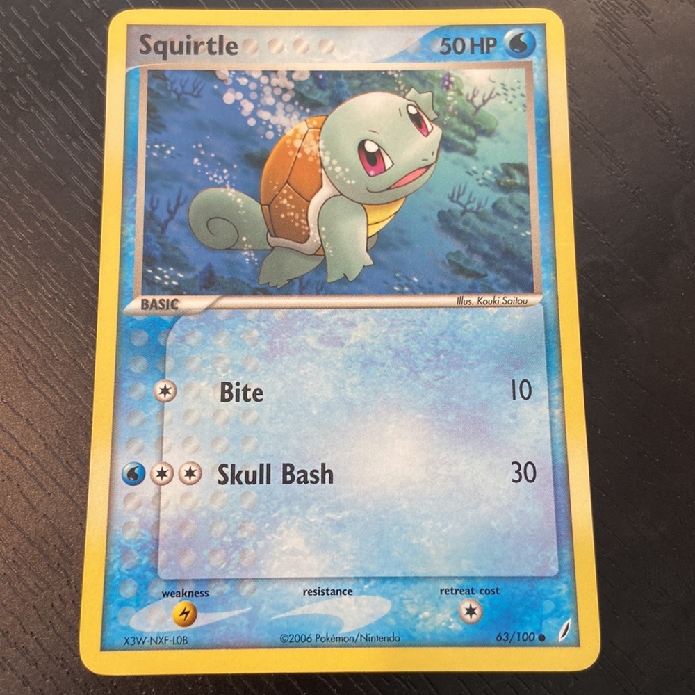 Squirtle 63/100 Crystal Guardians Pokemon Card 2006
